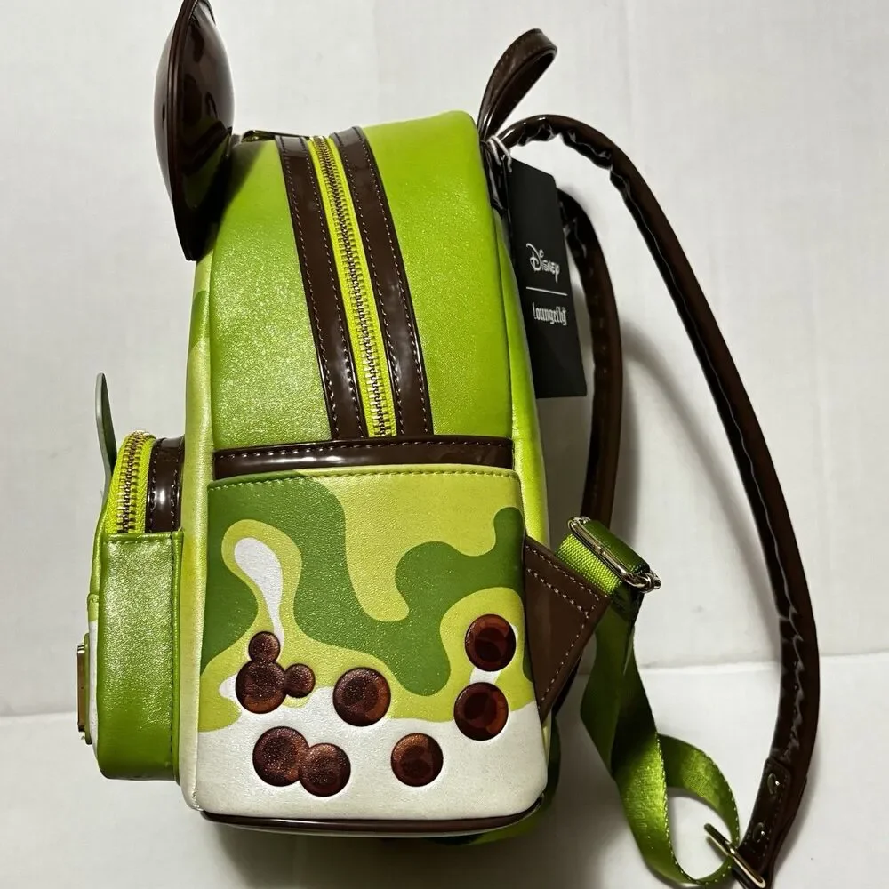 Loungefly Disney Mickey Mouse Green Tea Boba Mini Backpack Adjustable Strap NWT